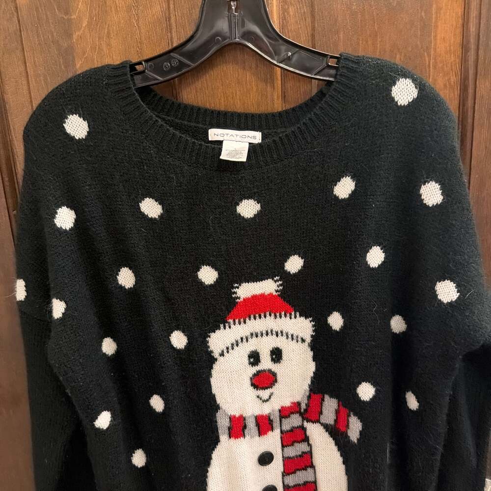 Notations Women's Size L‎ Ugly Christmas Snowman Sweater with 3D Snow